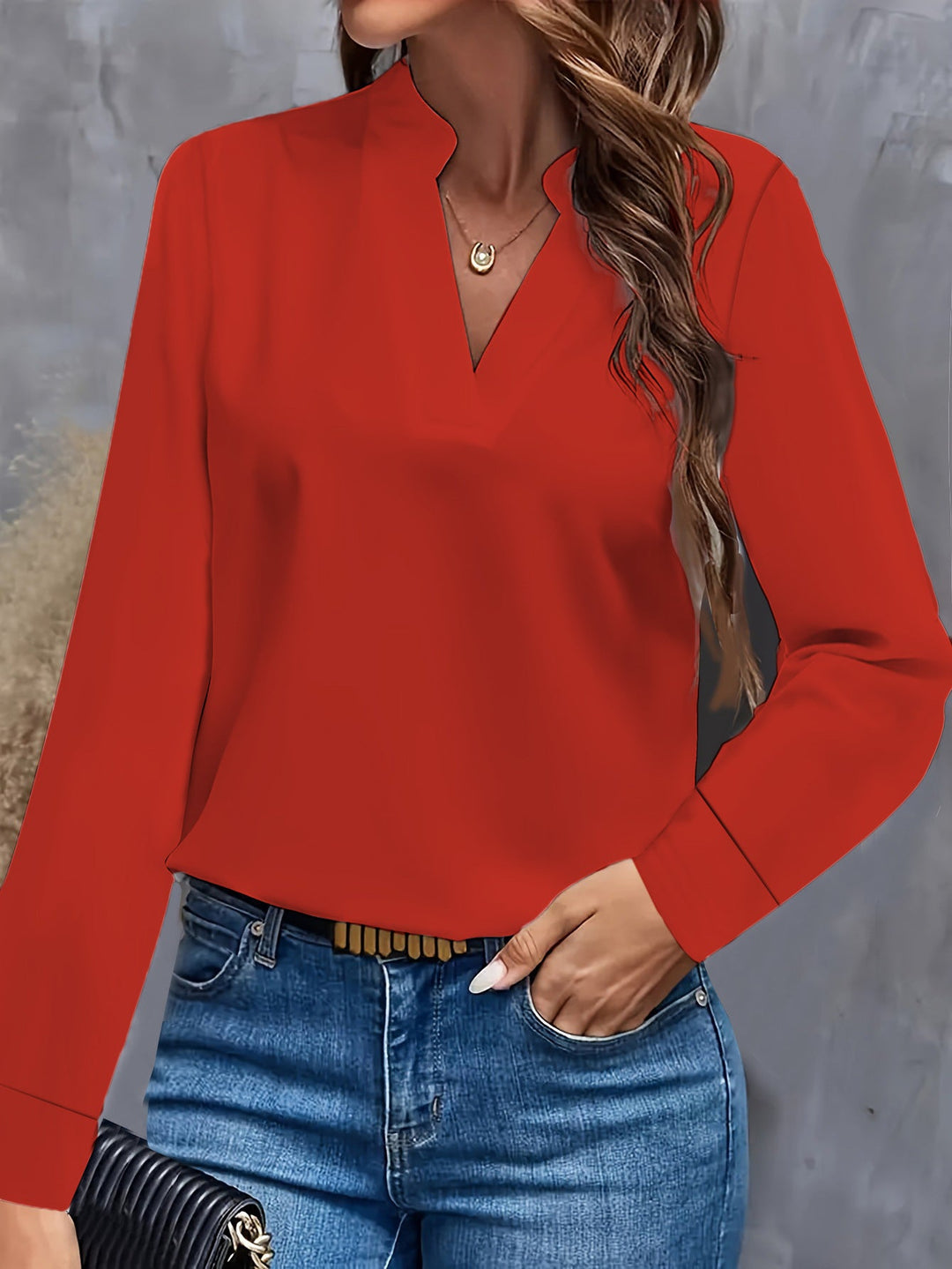Women’S Blouse with Stand-Up Collar and Long Sleeves Lune London