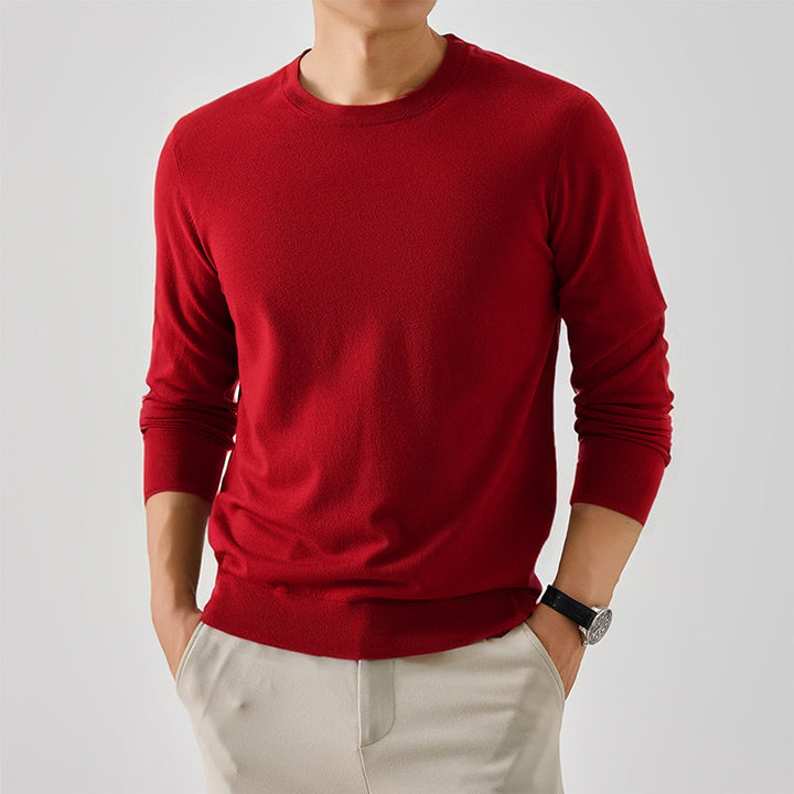 Classic crew neck sweater for men in fine wool Lune London