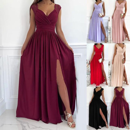 Amarae | Women's Evening Dress with Elegant V-Neckline and Ruffle Details