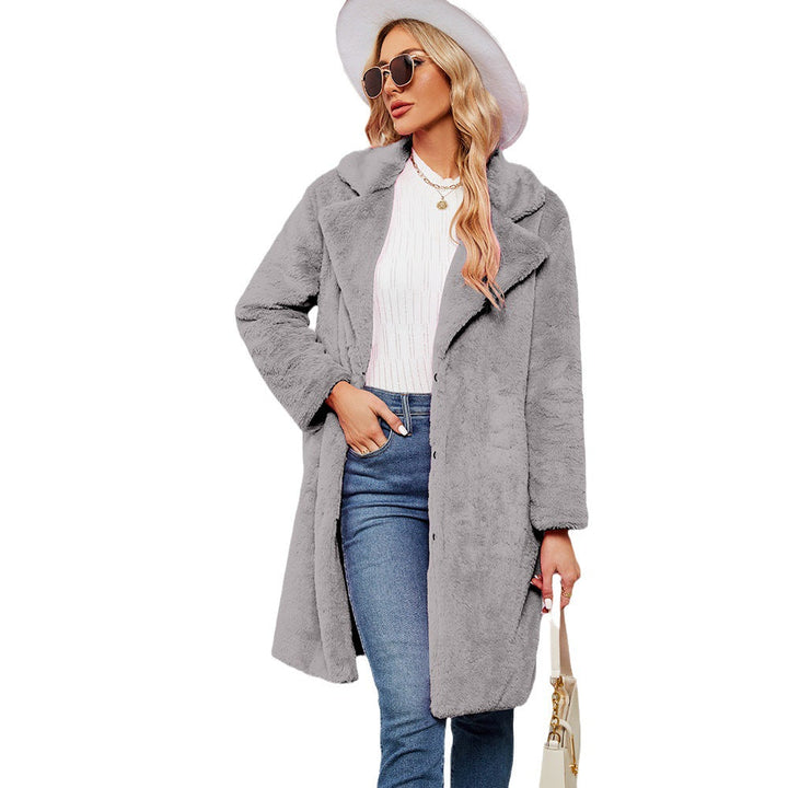 Women's Elegant Faux Fur Coat with Deep Collar Lune London