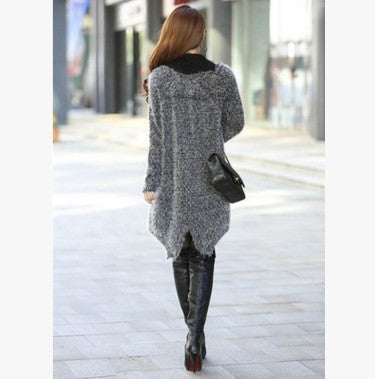 Ladies Long Open-Front Knit Coat with Soft Texture Lune London