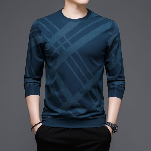 Men's breathable long sleeve t-shirt with a modern checkered pattern Amarae