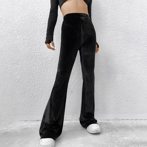 Pantalons évasés en velours pour femmes Chic & Stil
