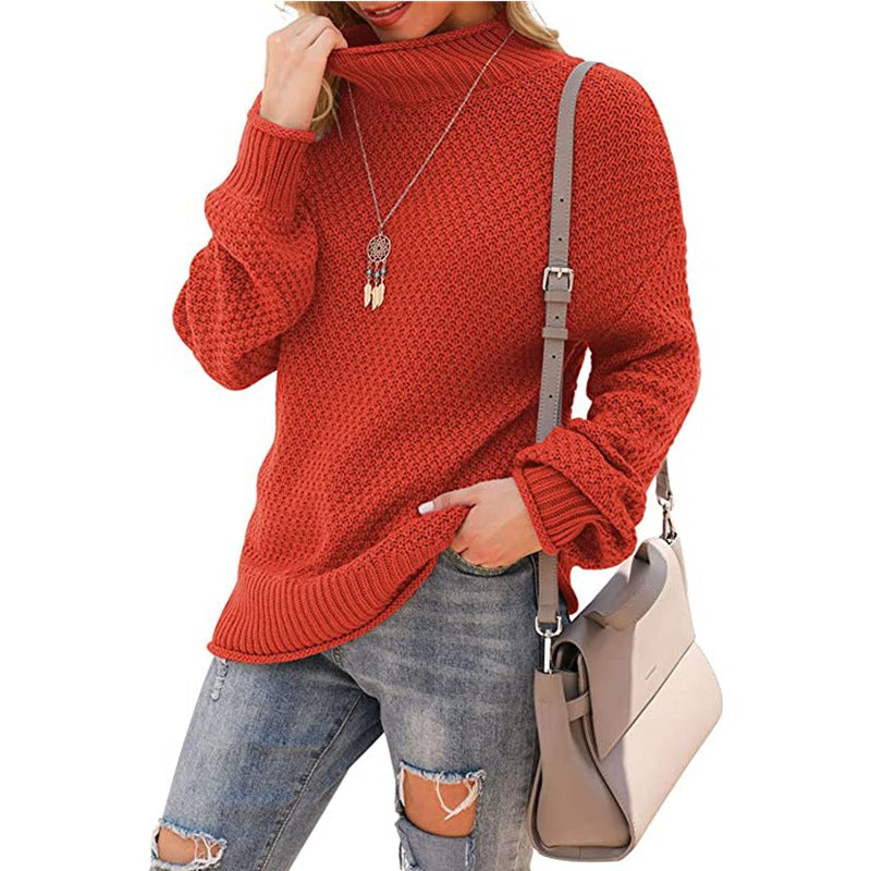 Pull en tricot pour femmes avec col montant et aspect texturé Chic & Stil