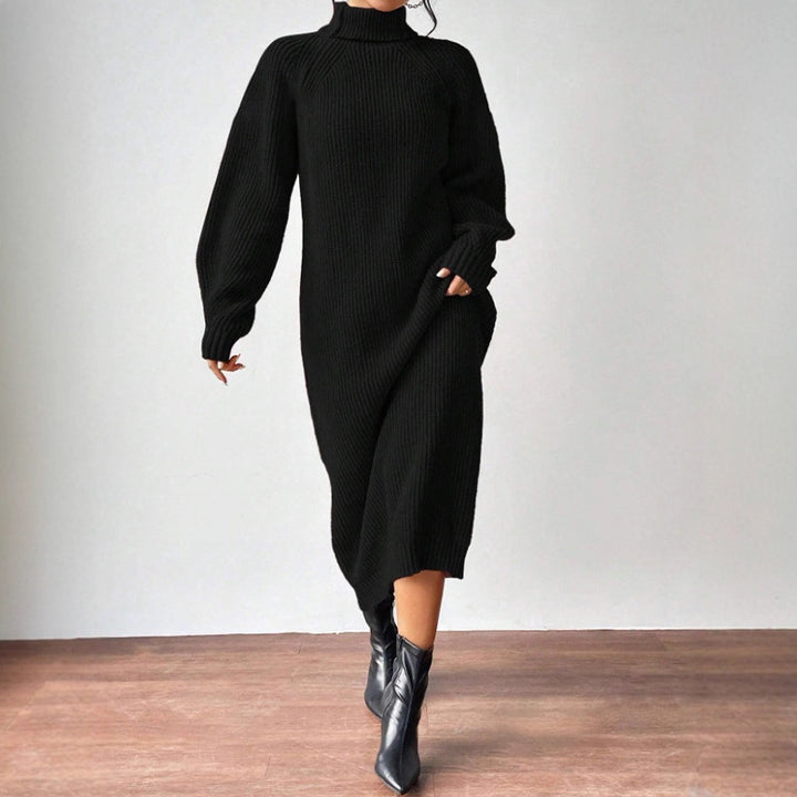 Robe tricotée de mode féminine avec col montant et coupe ample Chic & Stil
