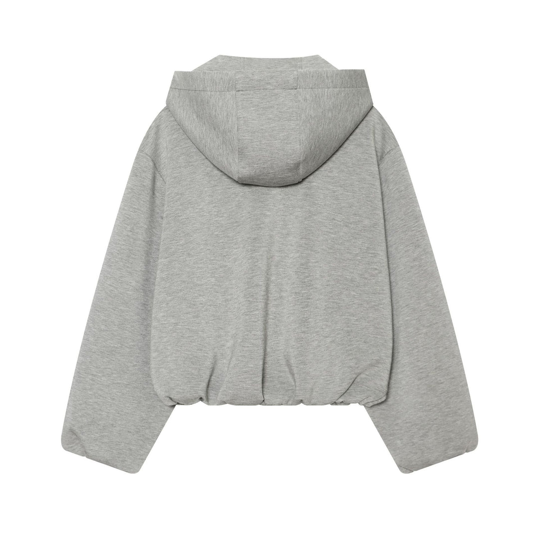 Women's Cropped Boxy Hooded Jacket with Full Zip and Contrasting Drawstring Amarae