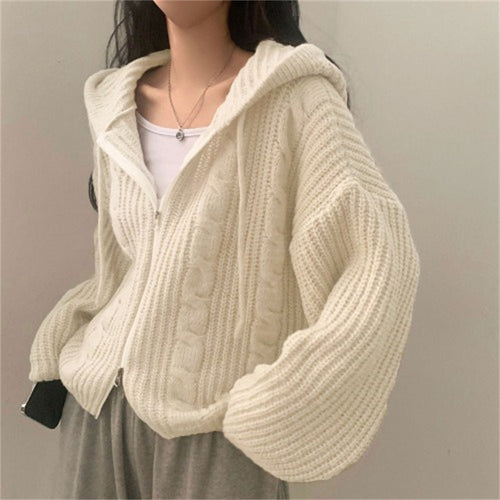 Cardigan en tricot épais pour femme avec capuche et coupe décontractée Chic & Stil
