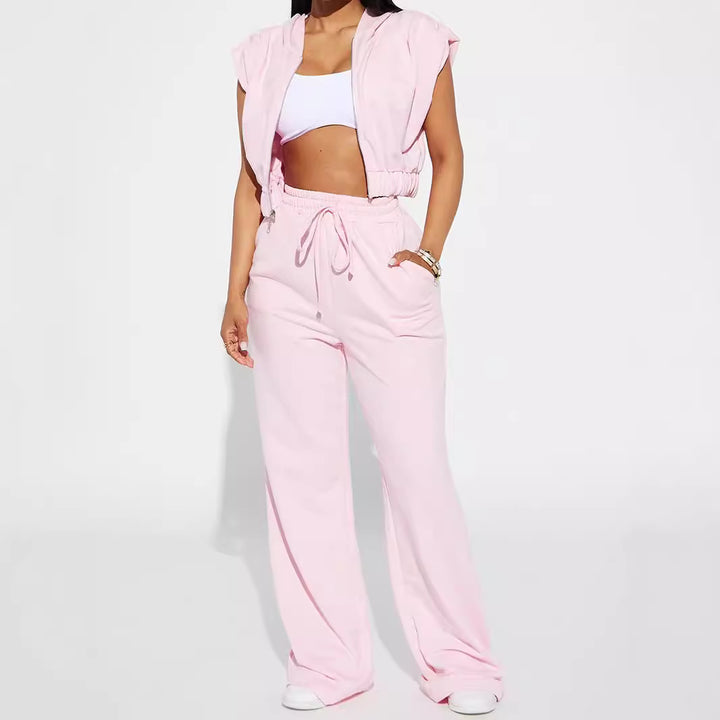 Women's wide sweatpants with elastic waistband and drawstring Chic & Stil