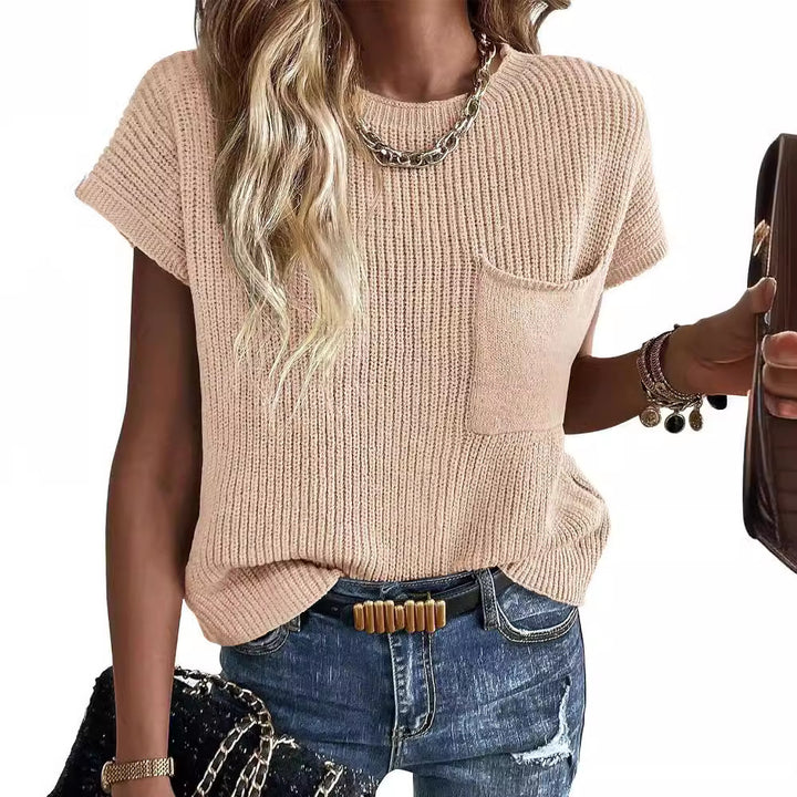 Women Short Sleeve Knitted Top Lune London