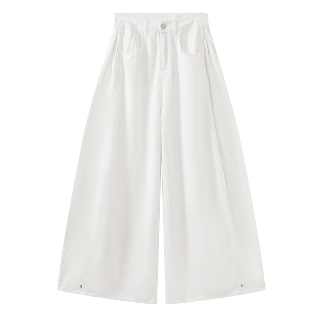 Women's baggy pants made of cotton denim with a high waist and wide leg Amarae