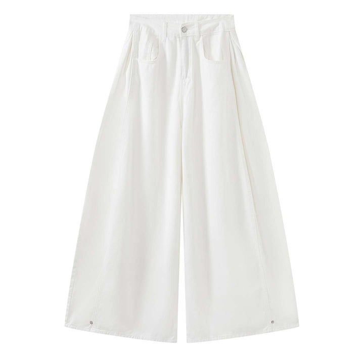 Women's baggy pants made of cotton denim with a high waist and wide leg Amarae