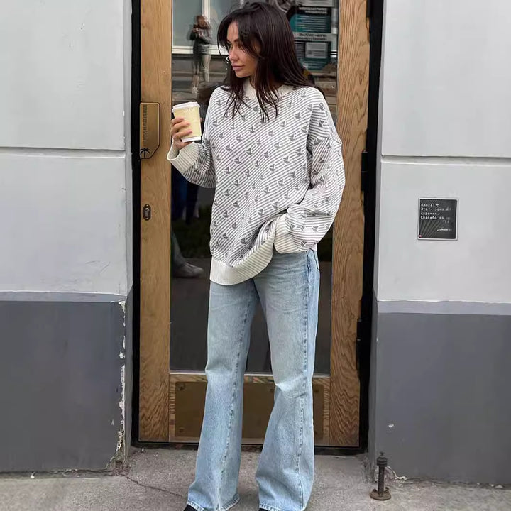 Sweater surdimensionné à motifs pour femmes en coton de haute qualité Chic & Stil
