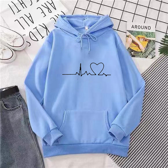 Women's hoodie with heart beat motif Chic & Stil