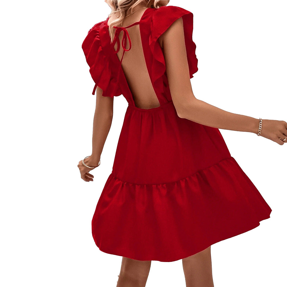 Robe d'été femme avec des manches volantes et un dos ouvert Chic & Stil