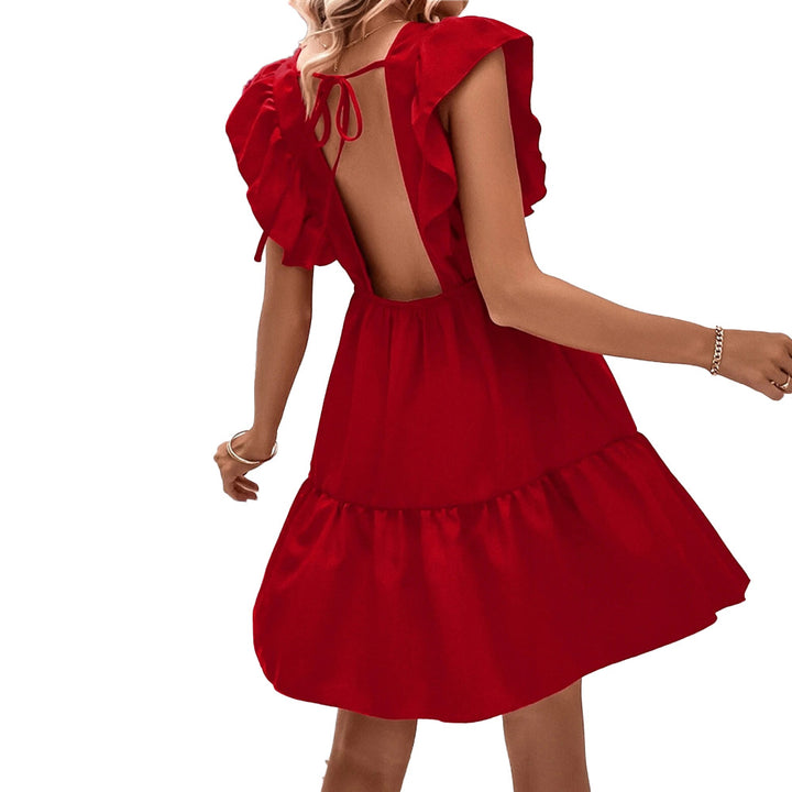 Robe d'été femme avec des manches volantes et un dos ouvert Chic & Stil