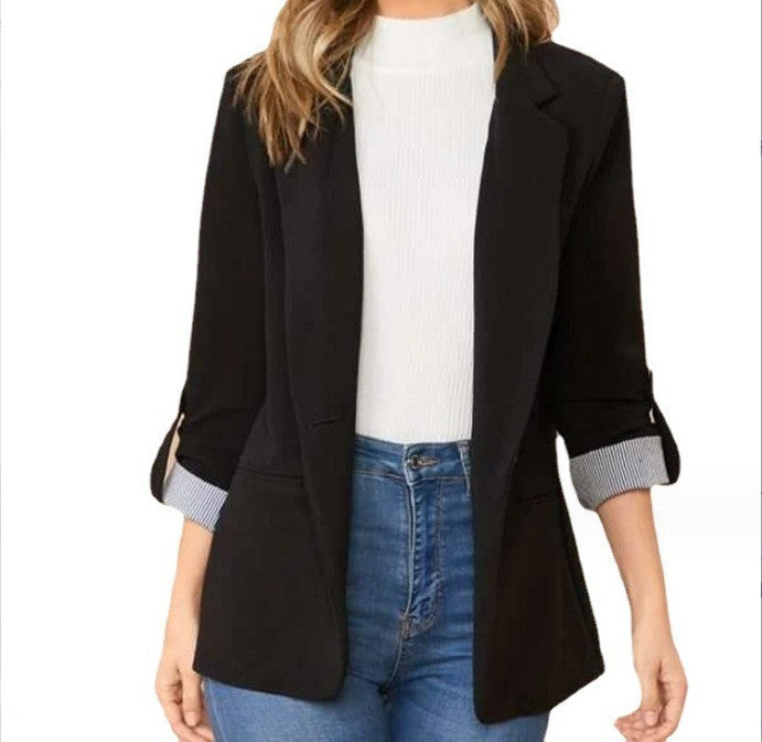 Elegant and versatile blazer jacket for women with rolled-up sleeves Lune London