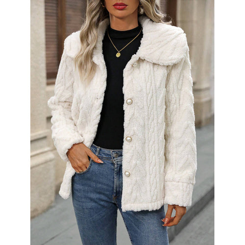 Ladies cozy knit sweater with large buttons Amarae
