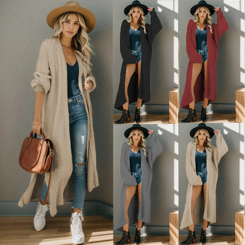 Women long knit cardigan with open design and relaxed fit Amarae