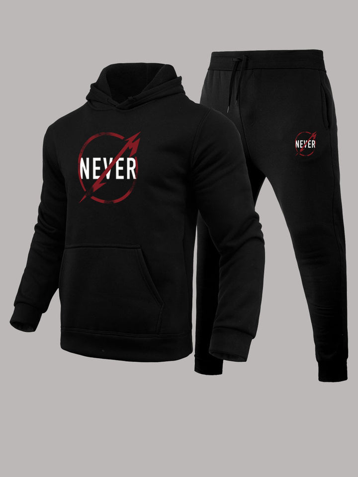 Men's hoodie and jogger pants set with motivational print Lune London