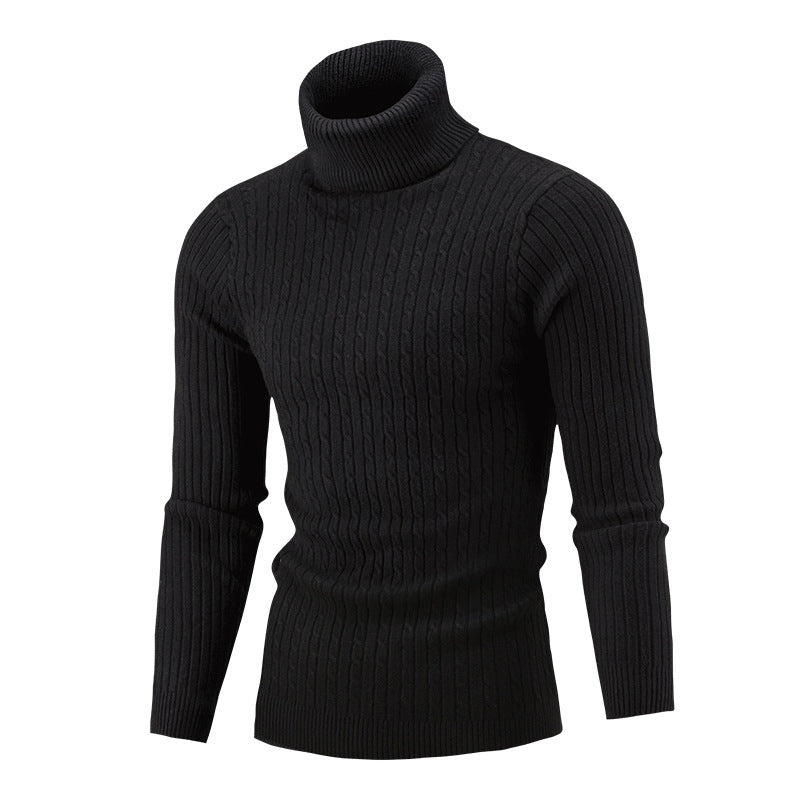 Men's Turtleneck Sweater In Classic Ribbed Pattern Lune London