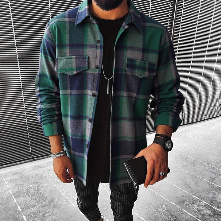 Men's Flannel Shirt with Modern Check Pattern and Two Chest Pockets Chic und Stil