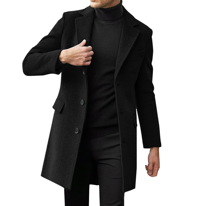 Elegant wool coat for men with a classic collar and hidden buttons Amarae