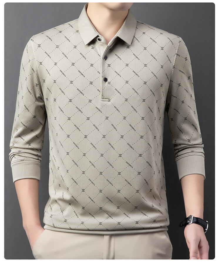 Men's Long Sleeve Polo with an innovative pattern and breathable properties Lune London