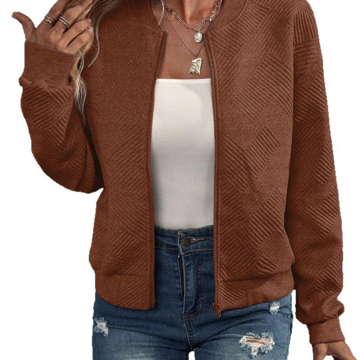 Veste de survêtement tendance pour dames avec design texturé et fermeture éclair Chic & Stil