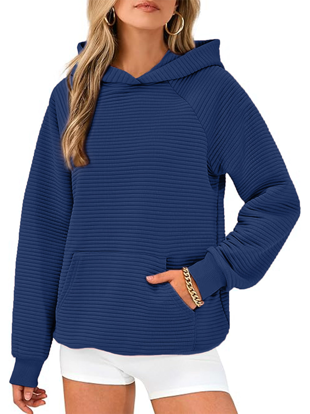 Casual hoodie for women in textured fabric Lune London