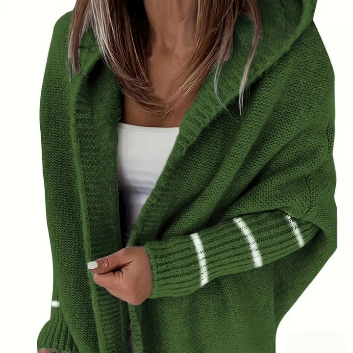 Ladies oversized knitted poncho with hood Lune London