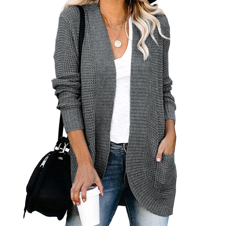 Knit jacket for women with a modern knit pattern and practical pockets Lune London