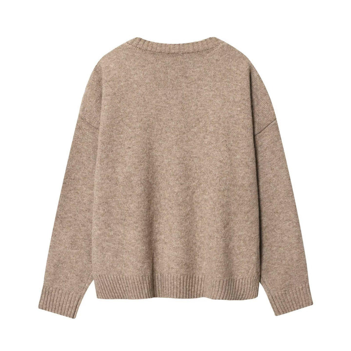 Knit sweater for women with V-neck and loose fit Lune London
