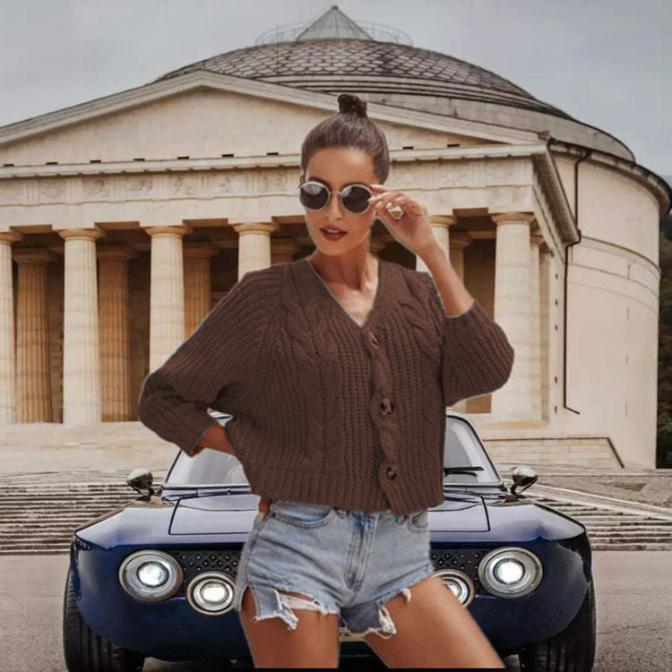 Thick knit jacket for women with decorative buttons and relaxed fit Lune London
