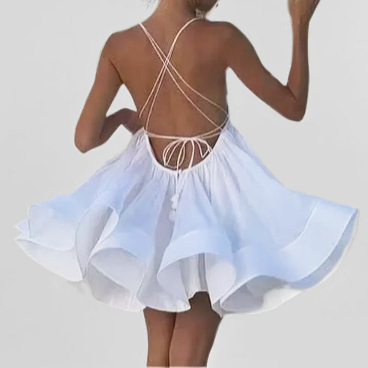 Robe décontractée d'été pour femmes avec décolleté en V profond et jupe évasée Chic & Stil