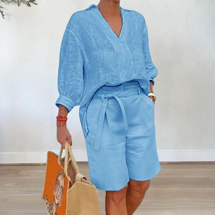Tenue d'été décontractée pour femmes avec haut large et shorts Lune London