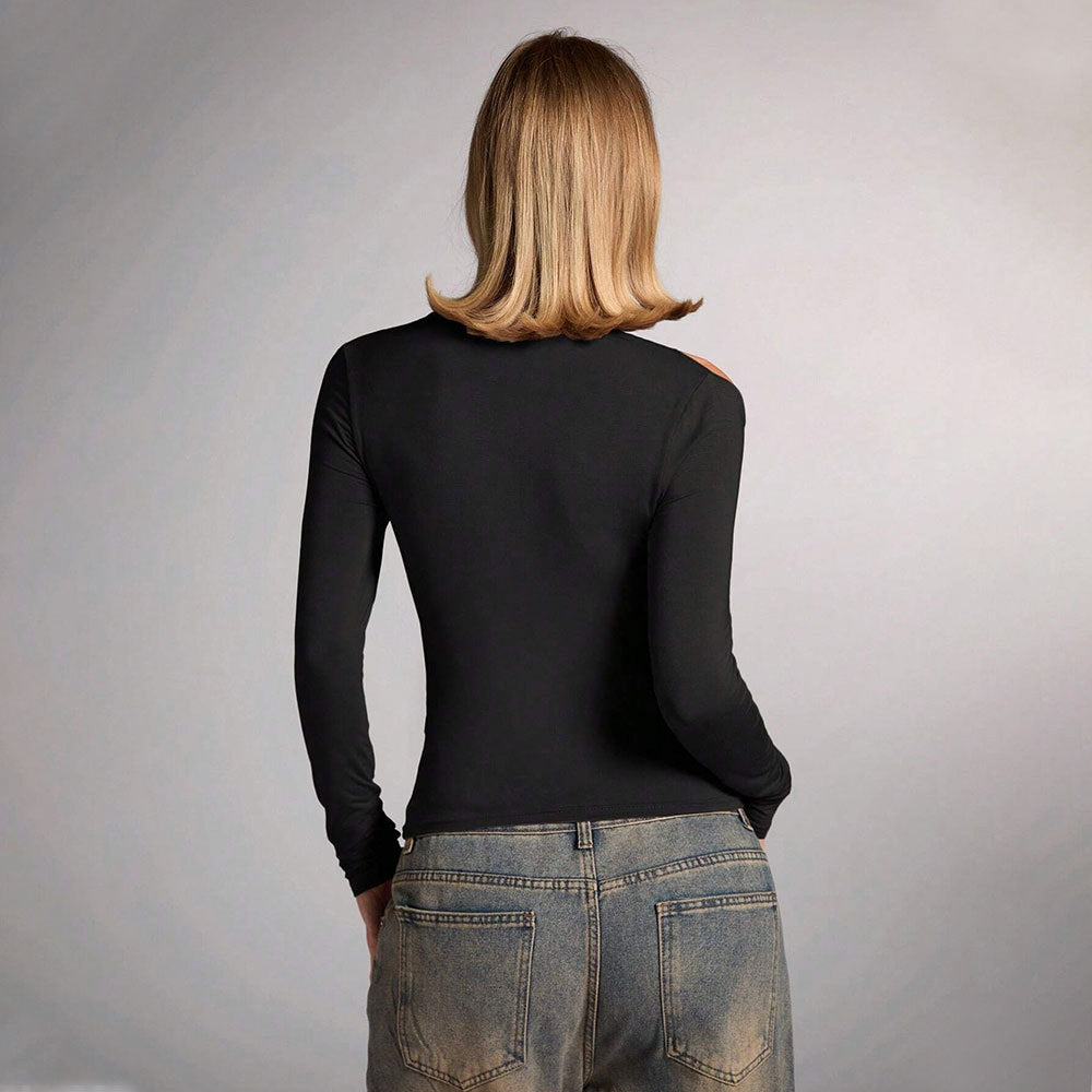 Haut ajusté pour femmes avec coupe asymétrique et détail en nœud Chic & Stil