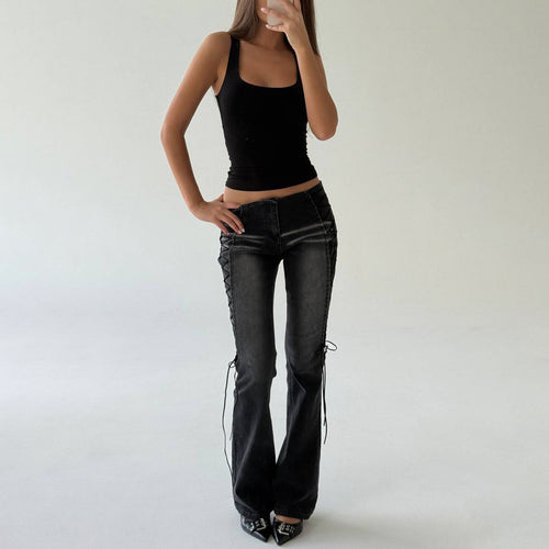 Flared jeans for women with a chic and stylish innovative lace-up design