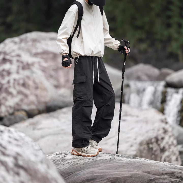 Men's Lightweight Technical Cargo Trekking Pants with Drawstring Waistband, Reinforced Hem Edges, and Adjustable Leg Opening Amarae