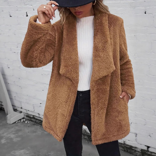 Ladies Plush Oversized Coat with Open Cut Amarae
