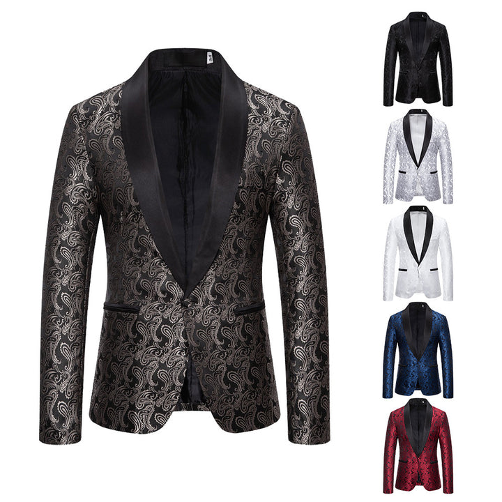 Veste de smoking élégante pour hommes avec motif jacquard floral Lune London