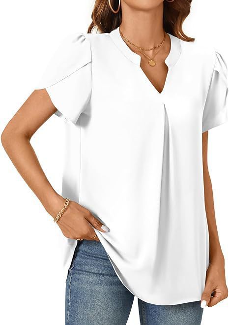 Women's Blouse with Elegant V-Neck Detail and Light Puff Sleeves Chic Und Stil