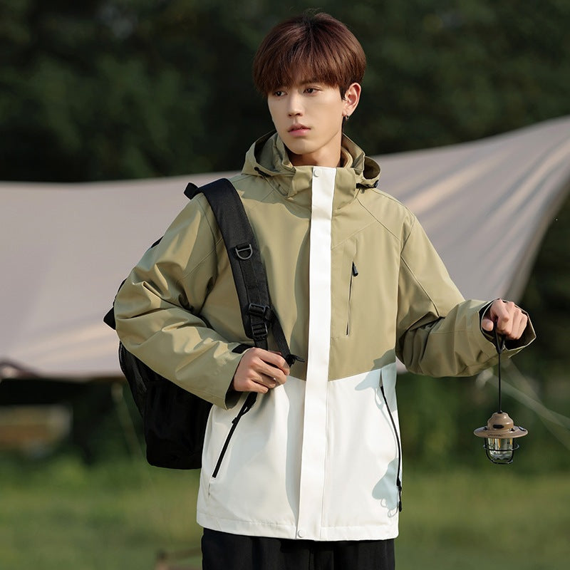Men's Two-Tone Wind and Water-Repellent Softshell Jacket with Hood Amarae