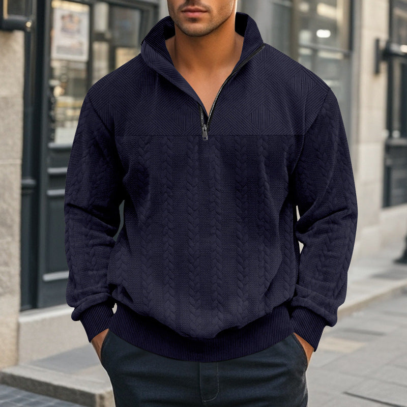 Stylish knitted sweater for men with half-zip closure Lune London
