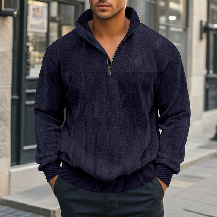 Stylish knitted sweater for men with half-zip closure Lune London