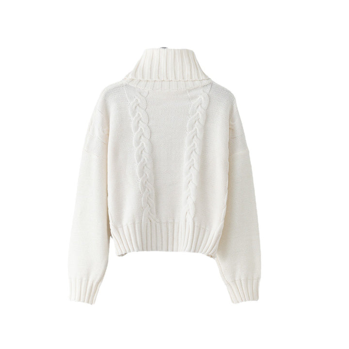 Comfortable knit sweater for women with a roll neck and open sides Lune London