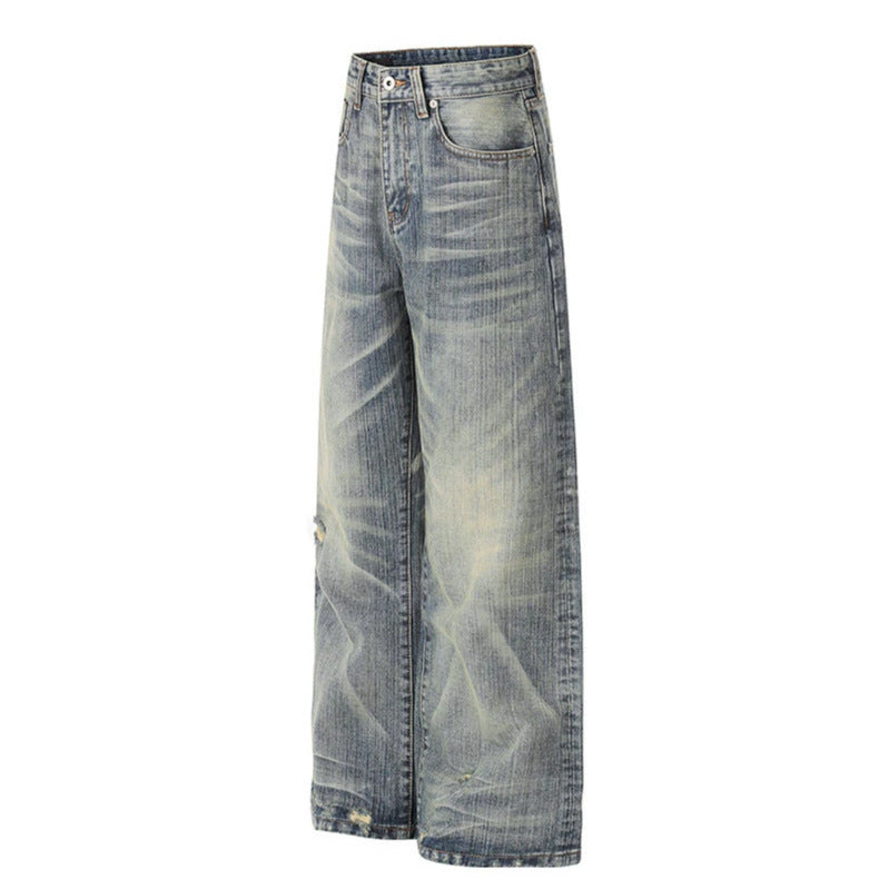 Women High-Waisted Wide-Leg Destroyed Jeans with Used Effect and Culotte Silhouette Amarae