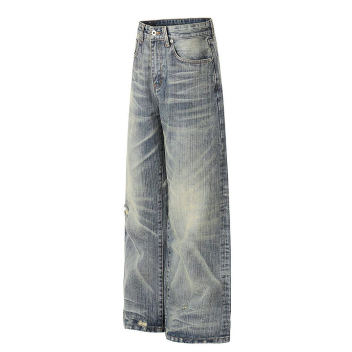 Women High-Waisted Wide-Leg Destroyed Jeans with Used Effect and Culotte Silhouette Amarae