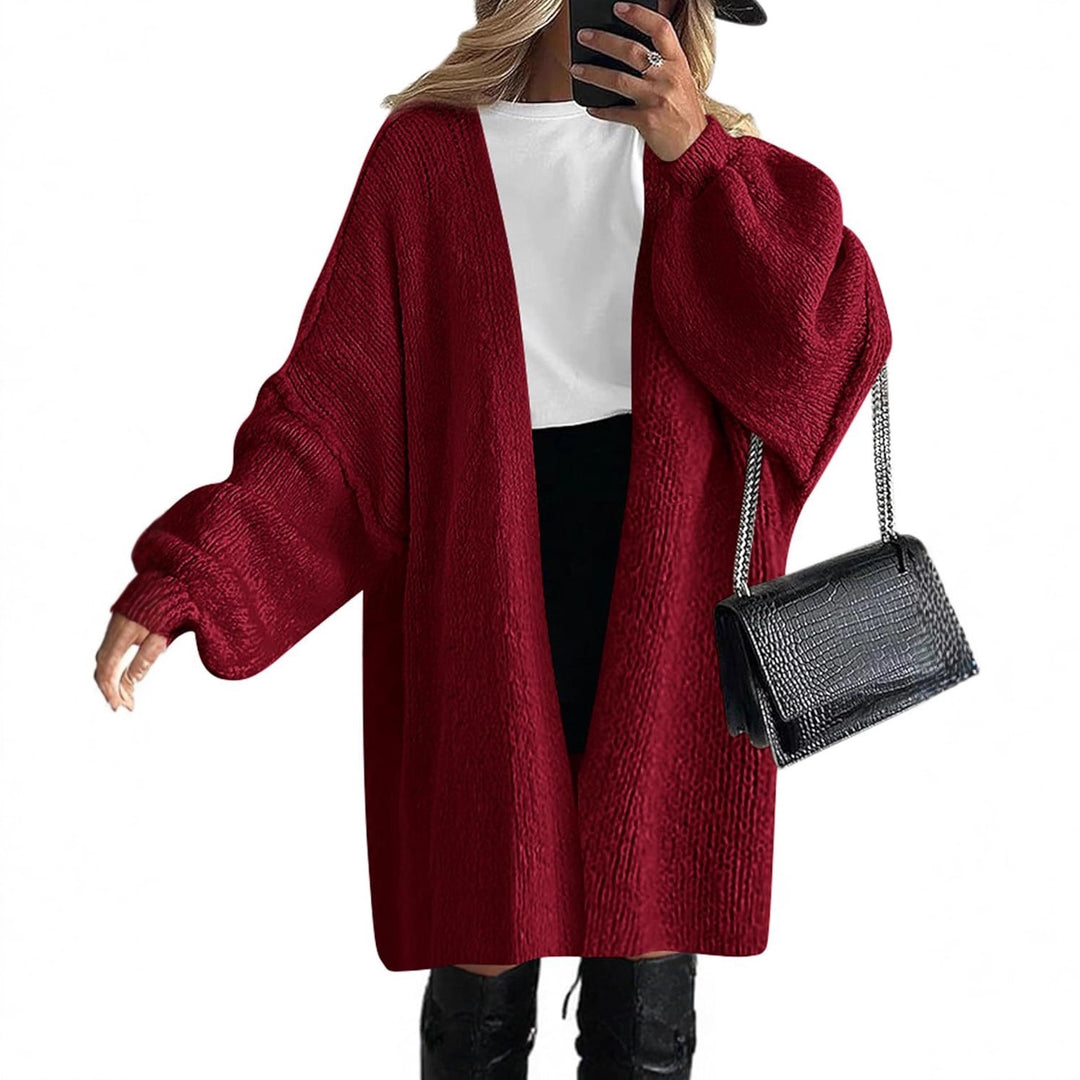 Women Casual Open Front Knitted Cardigan with Large Pockets Lune London