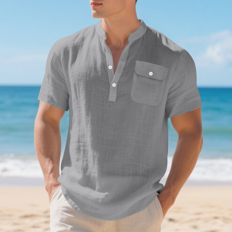 Fashion short sleeve shirt for men with button placket and chest pocket Lune London
