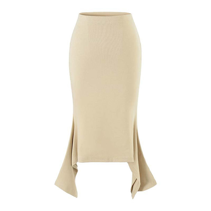 Women Figure-Hugging Midi Dress with Asymmetrical Hem and Panel Design Amarae
